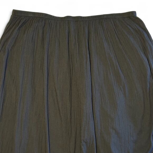 J.Jill Black Embroidered Maxi Skirt XL Crinkle Peasant Boho Elastic Waist Lined - Picture 4 of 9